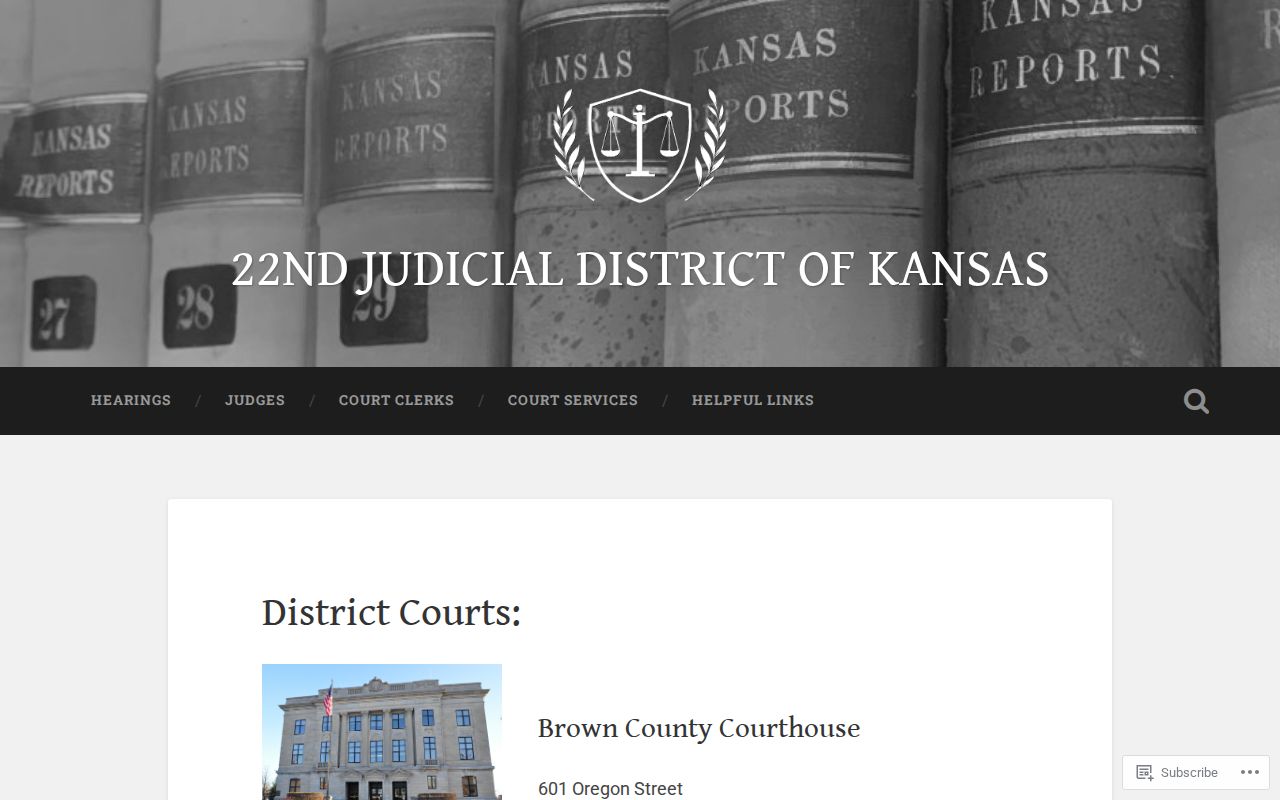 Official Kansas 22nd Judicial District map and navigation