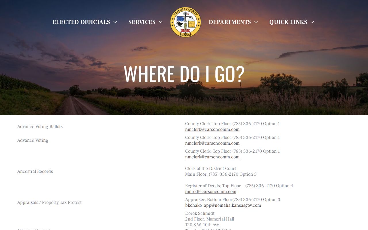 Nemaha County courthouse address and floor routing